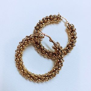 Gold Chain Hoop Earrings | Gold Mesh Hoop Earrings